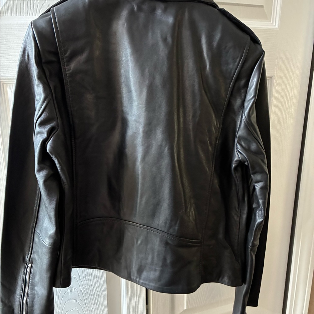 Mango Black Leather Biker Jacket - Picture 4 of 5